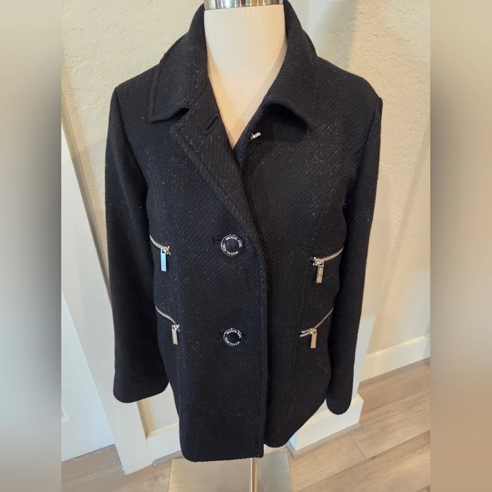 MICHAEL KORS WOMEN'S BLACK PEA COAT SIZE MEDIUM